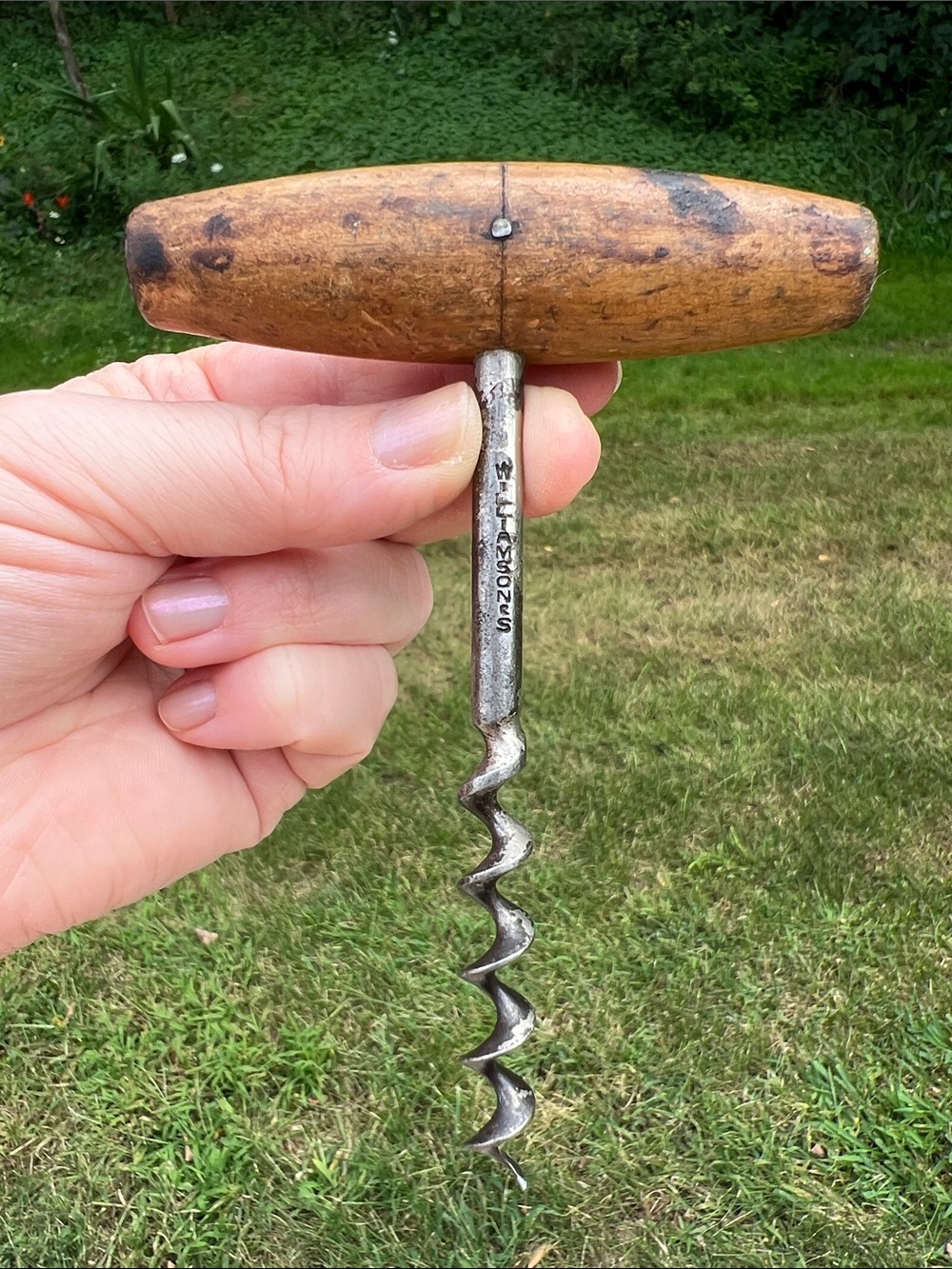 Antique Williamson’s Corkscrew Wood T Handle Bottle Opener